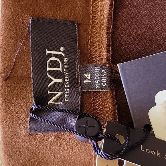 NWT NYDJ | Brown Faux Suede Pull-on Bootcut Cropped Pants - Picture 6 of 8